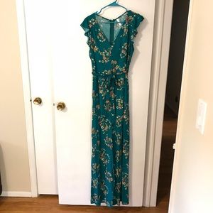 Teal floral jumpsuit